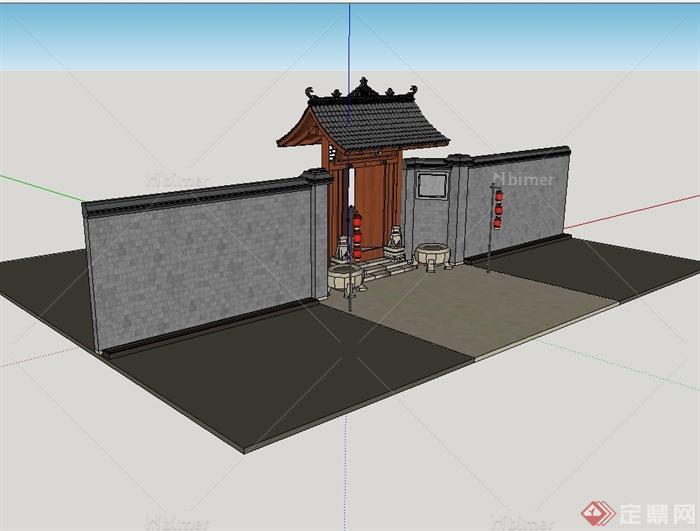 農村門口外設計_1樓小花園門設計效果圖_農村庭院門樓設計