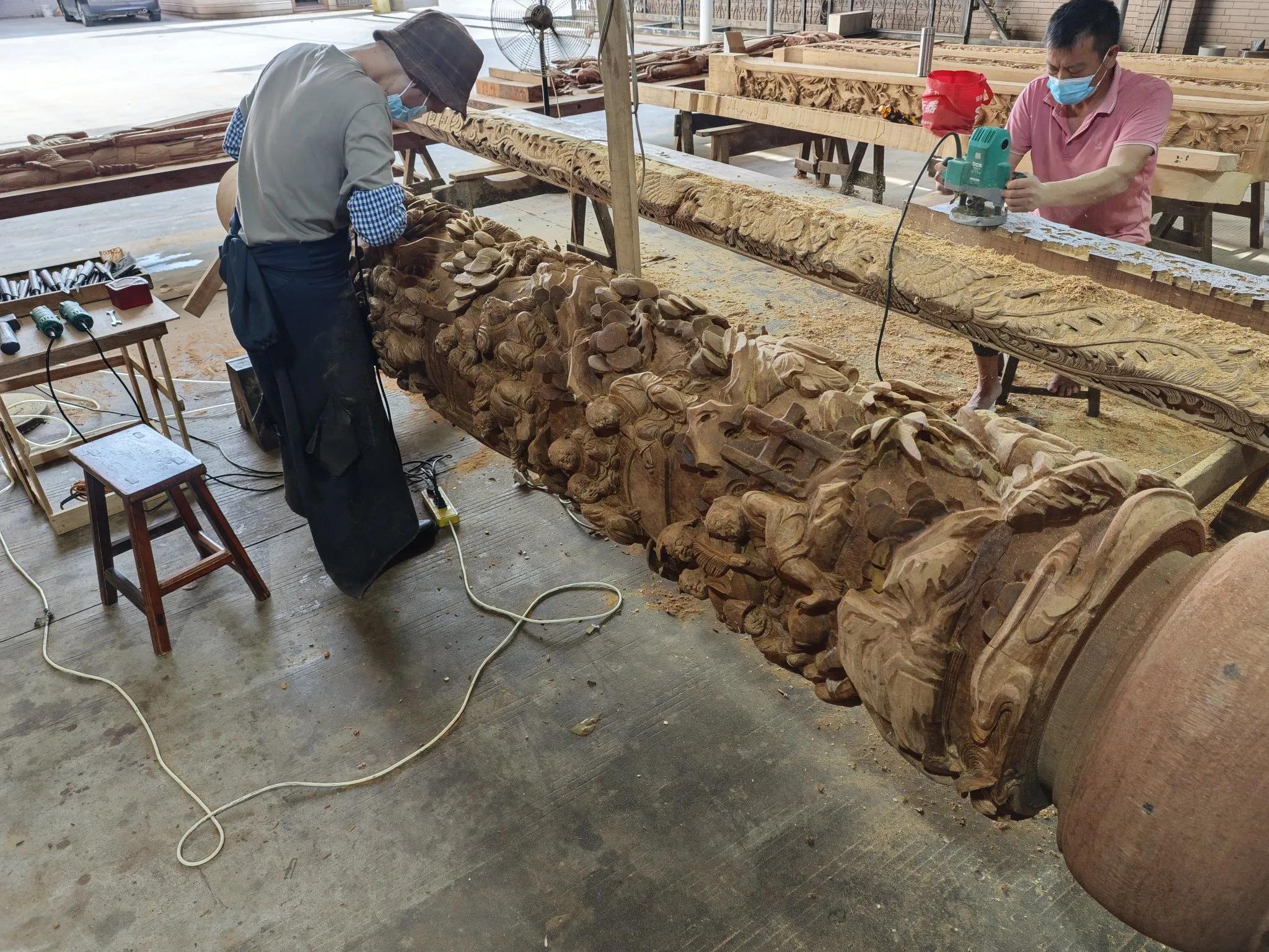 傳統木雕技藝傳承_什么是好的木雕工藝_閩南民居百子柱
