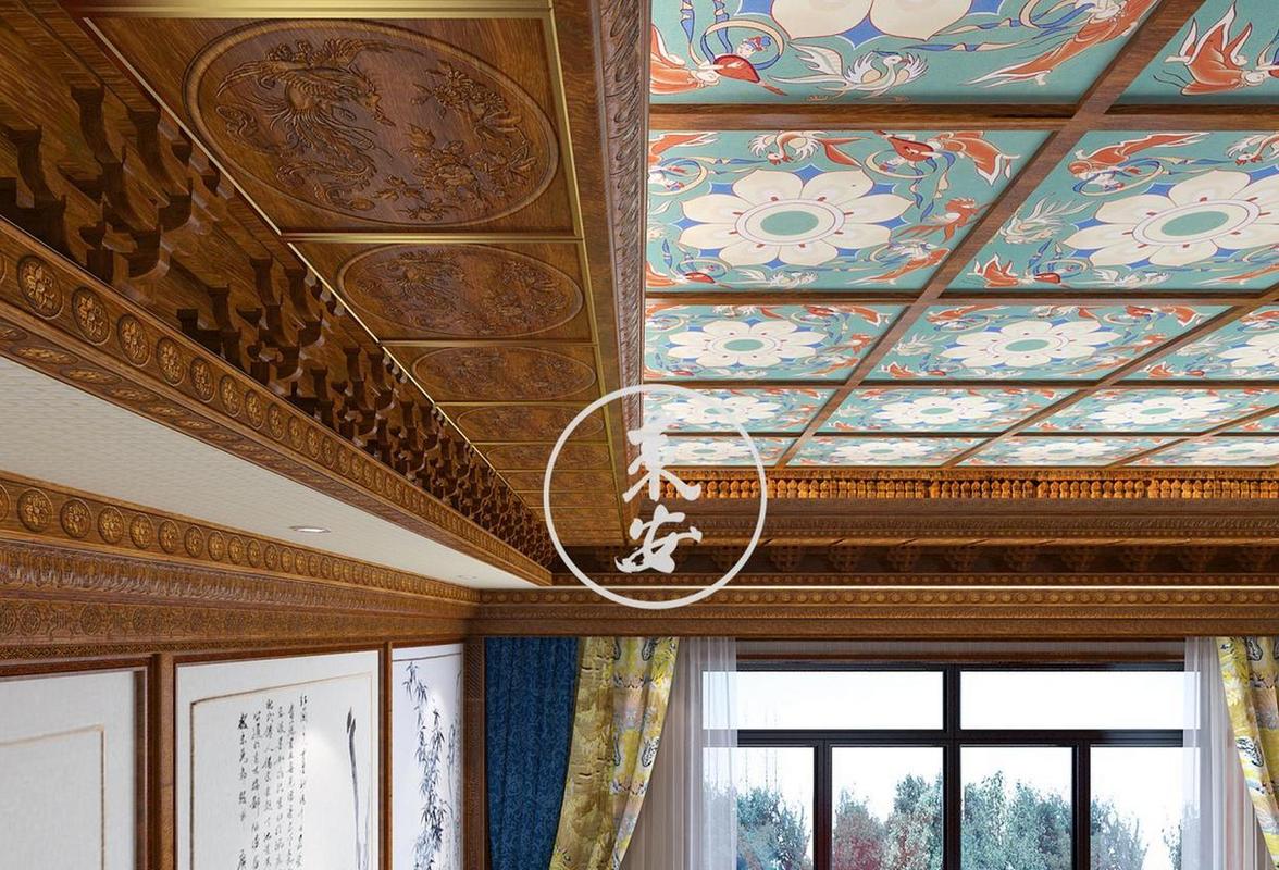 徽派建筑承志堂拱棚式天花板_徽州木雕拱棚仰視圖_吉祥傳統(tǒng)木雕圖案