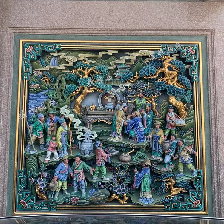 宗祠祖厝石雕壁畫浮雕圖案_神話傳說類龍鳳呈祥二十四孝福祿壽喜_浮雕墻畫圖片欣賞