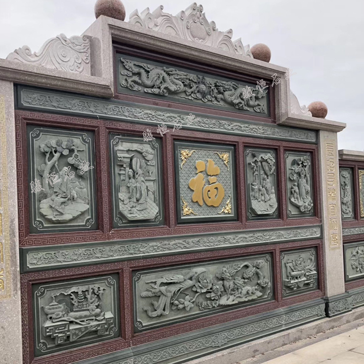 宗祠祖厝石雕壁畫浮雕圖案_浮雕墻畫圖片欣賞_神話傳說類龍鳳呈祥二十四孝福祿壽喜