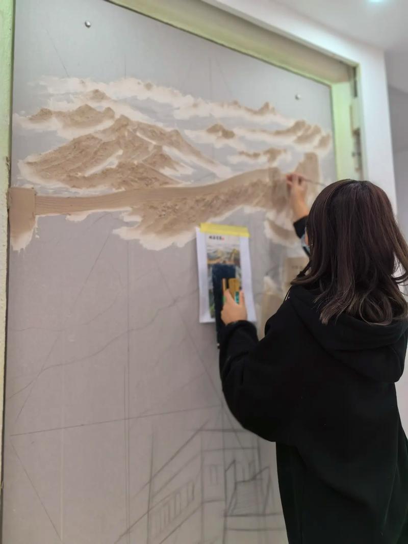 浮雕畫用膩子還是石膏_膩子粉浮雕壁畫_95后短視頻女博主膩子粉浮雕